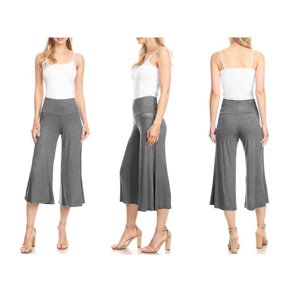 Cropped Wide-Leg Lounge Pants - Large - Dark Grey