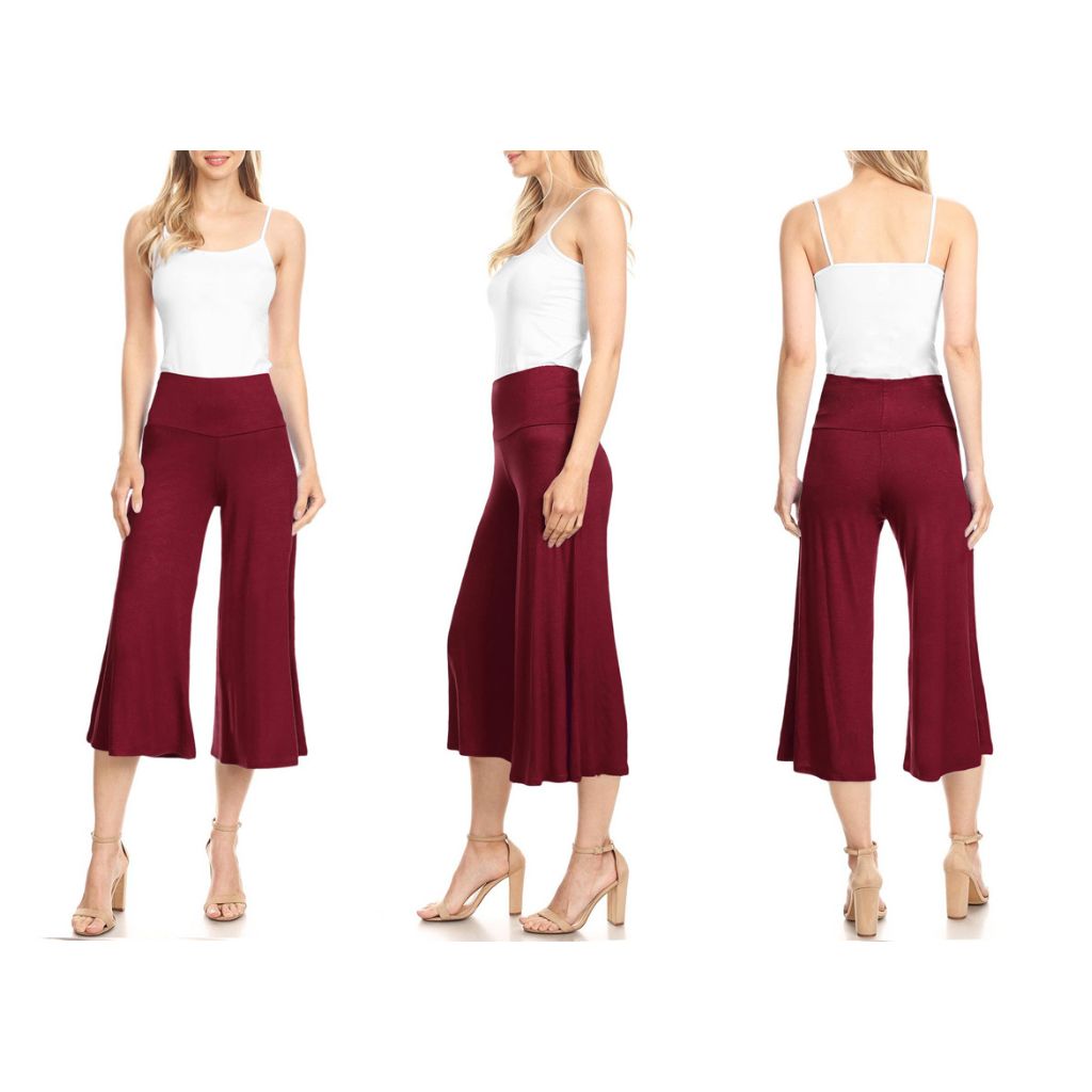 Cropped Wide-Leg Lounge Pants - X-Large - Wine