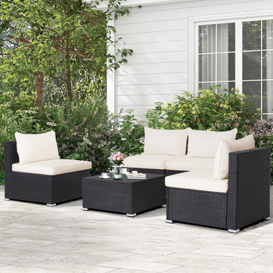 Photos - Garden Furniture Costway 5-Piece Patio Rattan Wicker Furniture Conversation Set HW69932 