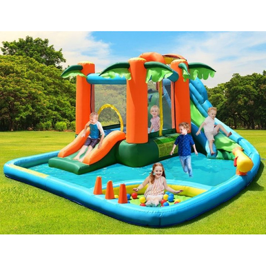 Jungle Inflatable Dual Slide Pool & Bounce House