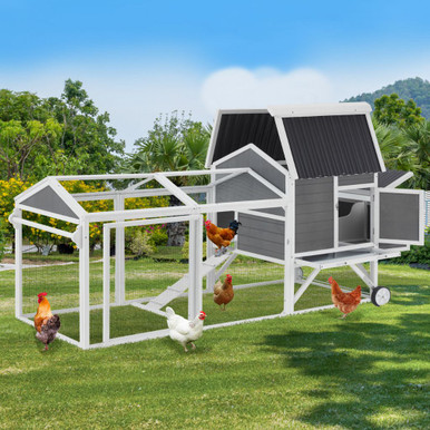 Photos - Pet Carrier / Crate YODOLLA 95-inch Wooden Chicken Coop with Wheels 12005GR-UG01