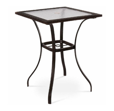 Photos - Garden Furniture Costway Outdoor Rattan Square Glass Top Bar Table HW54000 