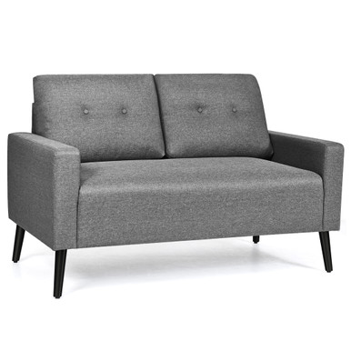Photos - Sofa Costway Goplus Modern Gray Upholstered 55-Inch Loveseat HW64220GR 