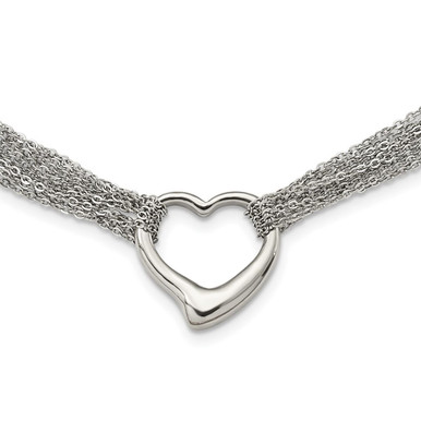 Photos - Pendant / Choker Necklace Private Label Stainless Steel Polished Multi Strand Heart Toggle 17-inch N