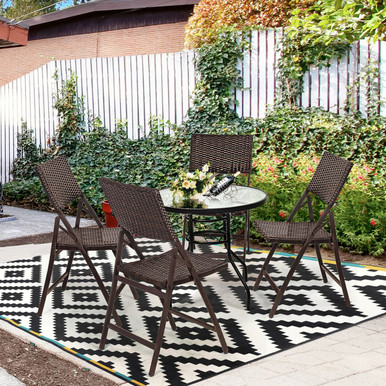 Photos - Garden Furniture Goplus Folding Patio Rattan Portable Dining Chairs  2*OP70821(Set of 4)
