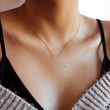 Dainty Diamond Heart Necklace