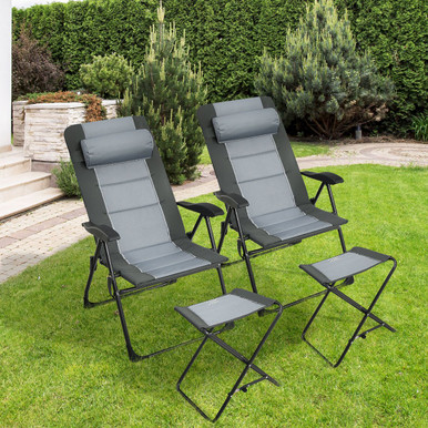 Photos - Garden Furniture Costway Adjustable Outdoor Reclining Chairs and Ottomans  NP1 (4-Piece Set)