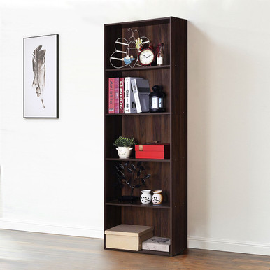 Photos - Wardrobe Goplus 5-Shelf Multi-Functional Wood Bookcase for Home Office HW60186CF