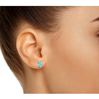 925 Sterling Silver London Blue Topaz Stud Earrings