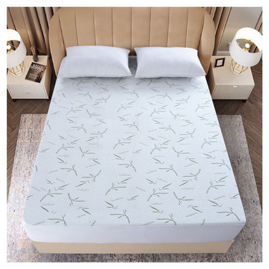 Photos - Mattress Cover / Pad Hannah Linen Waterproof Bamboo Deep-Pocket Mattress Protector - Queen BAMB