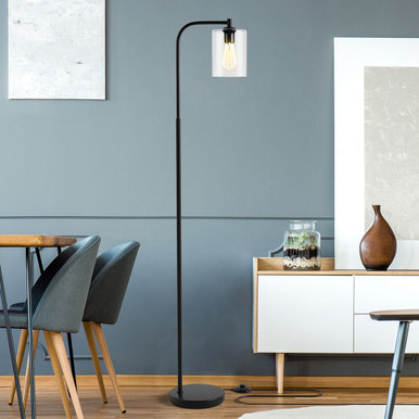 Photos - Floodlight / Street Light Goplus Modern Standing Pole Floor Lamp with Glass Shade EP24548US-BKNEW 