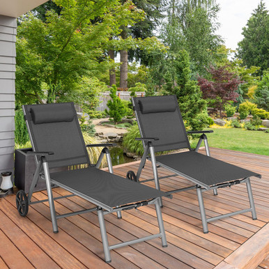 Photos - Garden Furniture Goplus Aluminum Recliner Folding Chaise Lounge Chair  NP10400(2 Pack)