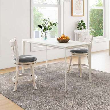 Photos - Chair Goplus 25.5-Inch Hand-Antiquated Stools  JV11238WH-24 (Set of 2)