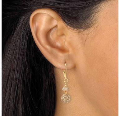 Photos - Earrings PalmBeach Jewelry Goldtone Champagne Crystal Beaded Lever Back Drop Earrin