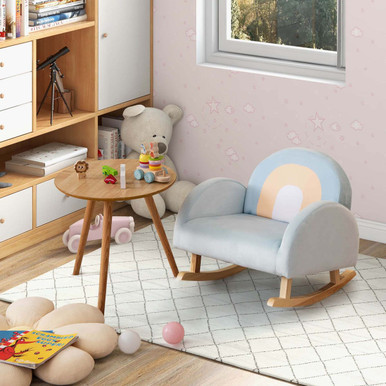 Photos - Rocking Chair Costway Toddlers'  with Solid Rubberwood Frame & Soft Velvet 
