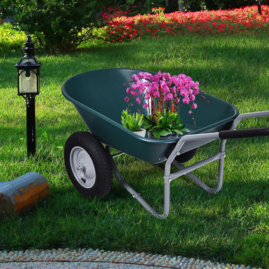 Photos - Wheelbarrow / Trolley Costway 2-Tire Wheelbarrow Garden Utility Cart TL35154GN 