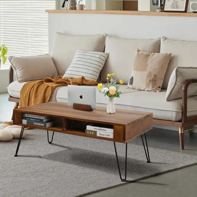 Photos - Coffee Table Danrelax 39.4-Inch Mid-Century Walnut  ECAP007HT