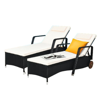 Photos - Garden Furniture Goplus Adjustable Rattan Lounge Chair Recliners  2*HW62361+(Set of 2)
