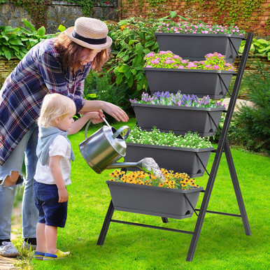 Photos - Plant Stand Goplus Costway Vertical 4ft 5-Tier Patio Planter Boxes  2*OP70661(2-Pack)