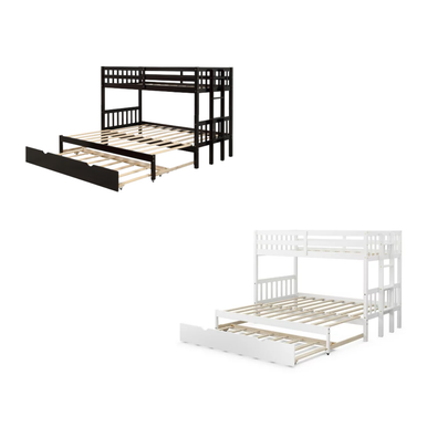 Costway Twin Pull-Out Bunk Bed with Trundle Ladder - Pick Your Plum