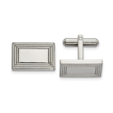 Photos - Cufflinks Private Label Stainless Steel Polished Rectangle  SRC366