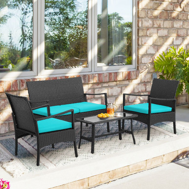 Photos - Garden Furniture Goplus Costway 4-Piece Wicker Patio Furniture Set HW70954TU 