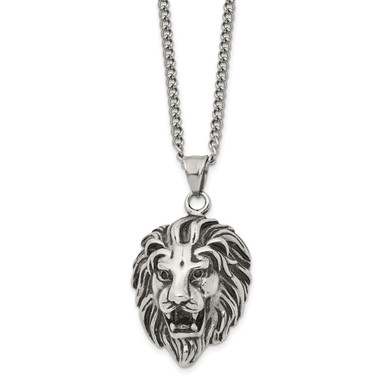 Photos - Pendant / Choker Necklace Private Label Stainless Steel Antiqued and Polished 24-inch Lion Head Neck