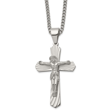Photos - Pendant / Choker Necklace Private Label Stainless Steel Polished Crucifix 24-inch Necklace SRN2798-2