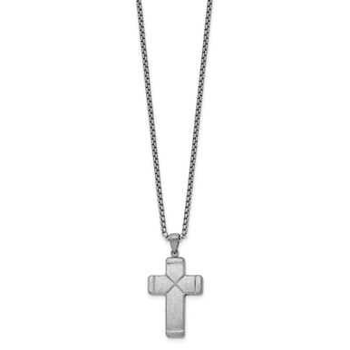 Photos - Pendant / Choker Necklace Private Label 19.5in Stainless Steel Brushed and Polished Cross Necklace S