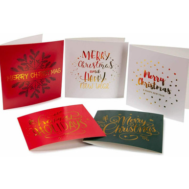 Assorted Gold Foil Christmas Cards with Envelopes and Stickers (20-Pack)