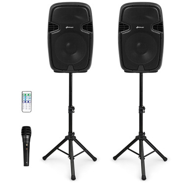 Photos - Speakers Costway Portable Dual 15" 2000-Watt Powered  with Microphone and R 