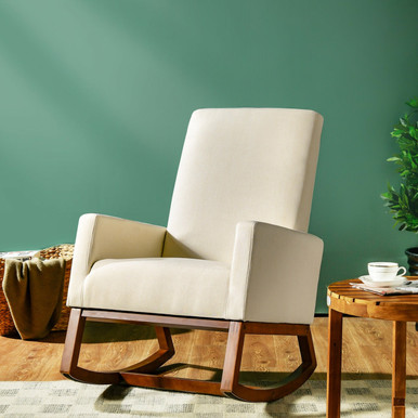 Photos - Rocking Chair Costway Mid-Century Fabric  HW58298BE 