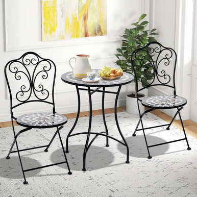 Photos - Garden Furniture Costway 3-Piece Patio Bistro Set with Round Table & 2 Folding Chairs NP112 