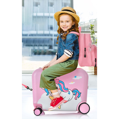 Photos - Luggage Costway Kids' 2-Piece Cute Unicorn Ride-on Suitcase & 12-Inch Backpack BN1 