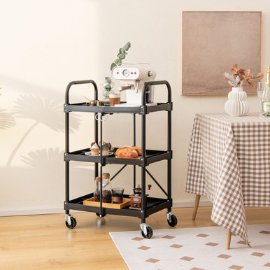Photos - Wardrobe Costway Folding Collapsible Heavy-Duty 3-Shelf Tool Cart TH10032DK