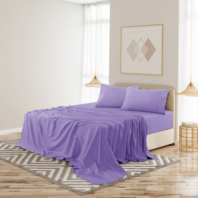 4-Piece Solid Microfiber Deep Pocket Bedding Sheet Set