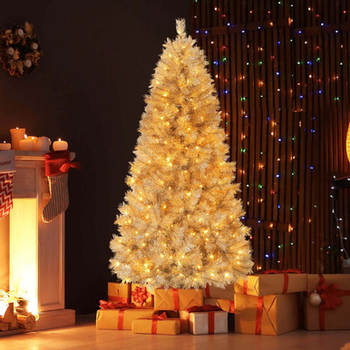 Photos - Other Decoration Costway Artificial Christmas Tree with Warm White LED Lights - Artificial Xmas Tree-6FT HCST04306 