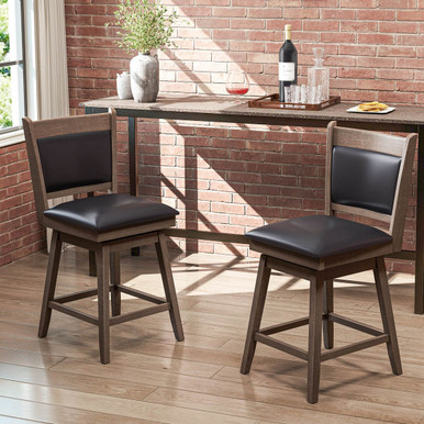 25" Rubber Wood Swivel Bar Stools (Set of 2)