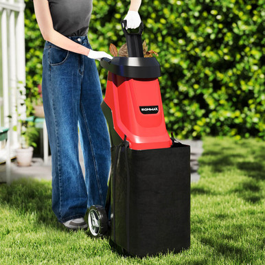 15-Amp Electric Wood Chipper & Shredder - Leaf Mulcher with Wheels