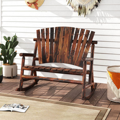 Standing Rocking Bench 2-Person Outdoor Adirondack Rocking Bench - Pick Your Plum