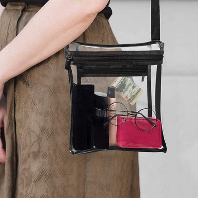 Stadium-Approved Transparent Crossbody Bag with Adjustable Strap