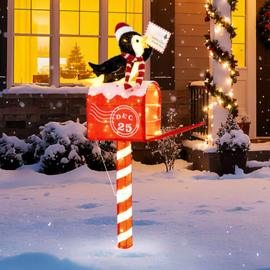 4.8-foot LED Lighted Penguin Mailbox Christmas Decoration