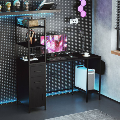 Photos - Office Desk Costway Modern  with LED Lights and Power Outlets HCST08748 