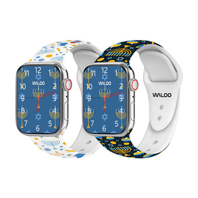 Photos - Watch Strap Private Label Silicone Hanukkah Sport Band for Apple Watch (2-Pack) - 44/45/46/49mm & 42mm  / White + Light(Series 1-3 Only)