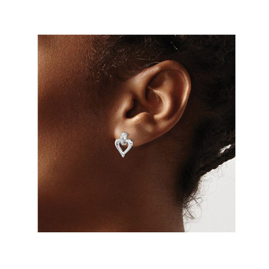 Photos - Earrings Gem & Harmony Sterling Silver Polished Heart  with Accent Diamond 61QGG3454