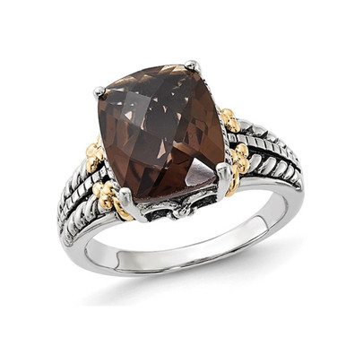 Photos - Ring Gem & Harmony 4.50 Carat  Smoky Quartz  in Antiqued Sterling Silver -  size: 7 68QGG312SQ-7(ctw)
