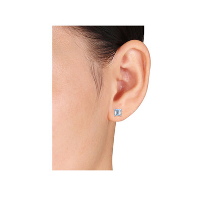 Photos - Earrings Gem & Harmony 2.76 Carat  Blue Topaz Princess-Cut Solitaire  61DLG1007211BT(ctw)