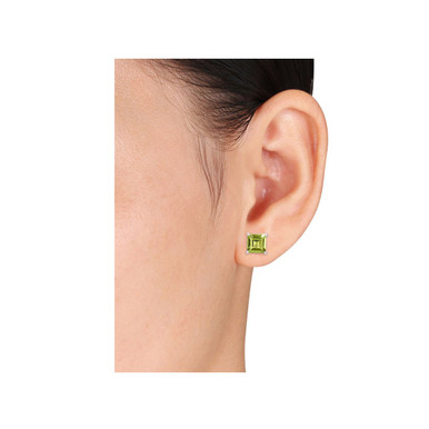 Photos - Earrings Gem & Harmony 2.40 Carat  Square Peridot Solitaire Stud  61DLG1007213PD(ctw)