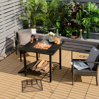 Photos - Garden Furniture Goplus Outdoor 31-Inch Fire Pit Dining Table with Accessories OP70937