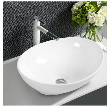 Photos - Bathroom Sink Goplus White Ceramic Oval  BA7146